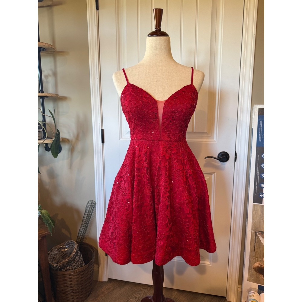 Speechless Red Lace Sweetheart Neckline Fit Flare Mini Dress Size 5